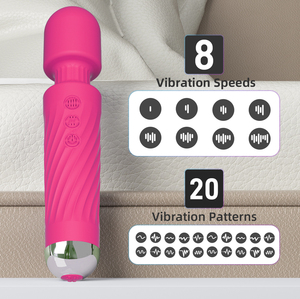 Massaggiatore Elettrico Portatile a Bacchetta, Vibratore Ricaricabile USB, 8 Velocità, 20 Vibrazioni, Impermeabile, Giocattolo Sessuale Femminile, Massaggiatore Personale - Product Image 1