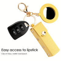 Étui à rouge à lèvres en cuir porte-clés avec miroir porte-porte-clés Chapstick accessoires de maquillage nouveaux cadeaux de voiture