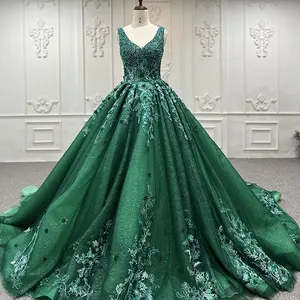 9793 Hot Sale New Design Green Sleeveless Lace Elegant Embroidered Prom Dress