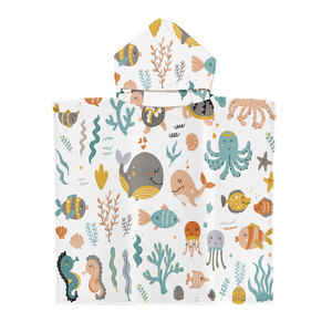 Poncho et peignoir à capuche pour enfants Ocean, imprimé, protection solaire, serviette chaude pour la natation et le <span class=keywords><strong>bain</strong></span> - Product Image 1