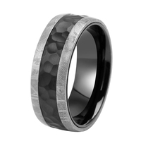 Bague en titane martelé à la mode en acier inoxydable avec bague TIZTI météorite Muonionalusta bijoux de luxe