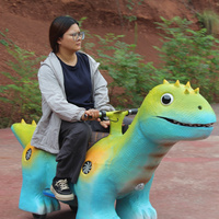 Manège Dinosaure Vert et Bleu pour Parc d'Attractions - Vente Flash |   Scooter électrique pour adultes en forme de dinosaure pour équipement de terrain de jeux