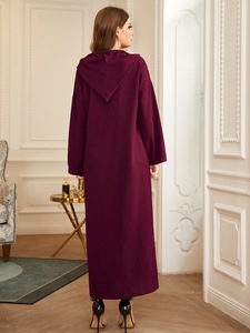 Abaya de Lujo Bordada a Mano con Cristales, Estilo Marroquí, Color Borgoña, <span class=keywords><strong>para</strong></span> Mujer Musulmana, Venta Caliente <span class=keywords><strong>para</strong></span> Venta Transfronteriza - Product Image 6