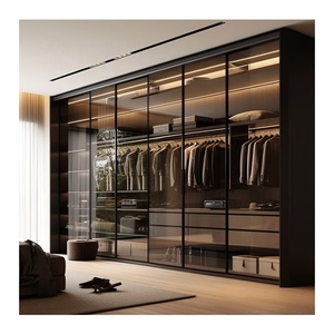 <span class=keywords><strong>Armadio</strong></span> Scorrevole in Vetro Temperato e Acciaio <span class=keywords><strong>con</strong></span> Due, Tre o <span class=keywords><strong>Quattro</strong></span> Pannelli e <span class=keywords><strong>Specchio</strong></span> - Design Moderno in Offerta - Product Image 5