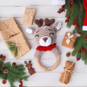 Nouveau design de jouets de <span class=keywords><strong>dentition</strong></span> sensoriels en coton biologique pour bébés, animaux, lapin, <span class=keywords><strong>lion</strong></span>, wapiti, ours, hochet en bois de hêtre, <span class=keywords><strong>anneau</strong></span> de <span class=keywords><strong>dentition</strong></span> pour bébés - Product Image 2