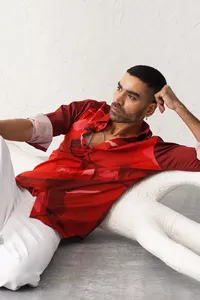 Chemises d'été décontractées pour hommes 100 % coton à motif uni, manches longues, col boutonné, séchage rapide, respirantes, tissées, service OEM - Product Image 2