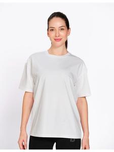 Munns & Mars Women's Solid White Cotton Oversized T-Shirt Casual Round <b>Neck</b> Tee Relaxed Fit Everyday Fashion Wear Top for <b>Travel</b> - Product Image 3