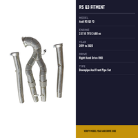 Kit de tuyaux avant (downpipe) à ajustement direct pour Audi RS Q3 F3 2.5T 2019-2025 RHD, cinq pièces avec isolation thermique tressée et colliers de serrage, kit de pièces de tuning racing