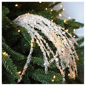 Decorazione Natalizia H870 a Cascata con Effetto Galassia, Nappine Color Champagne, <span class=keywords><strong>Glitter</strong></span> a Forma di Soffione e Rami con Effetto Fuochi d'Artificio - Product Image 1