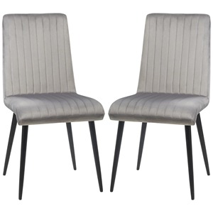 HOMCOM Lot de 2 chaises de cuisine rembourrées et peu encombrantes avec pieds en acier, 43x58x90 cm, gris et noir - Product Image 1