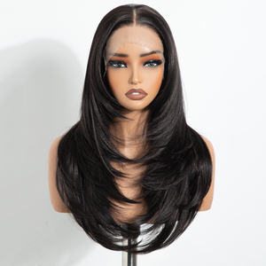 Peluca de Cabello Sintético con Frente de Encaje, Ondas Naturales, Resistente al Calor, Fibra de Alta Temperatura, Sin Pegamento - Product Image 3