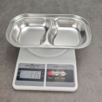Plateau de service divisé en acier inoxydable 304 à 2 compartiments, assiette à nourriture, plat à collation pour restaurant, hôtel, maison, camping