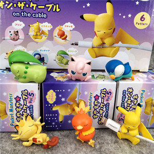 Organisateur de câbles Pocket Monsters pour accessoires de téléphone, figurines miniatures en PVC Meowth Puff Pokémon sur le câble, boîte mystère - Product Image 1