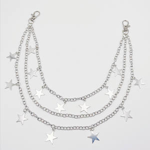 REWIN moda Punk çift katmanlı kadın gümüş Metal bağlantı yıldız Charm vücut zincir kemer bayanlar bel kot elbise için zincir kemer - Product Image 3