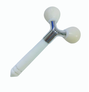 Rouleau facial en jade Xiuyan blanc personnalisé avec logo, en forme de Y 3D, masseur facial en jade naturel, appareil de beauté pour le rajeunissement de la peau - Product Image 1