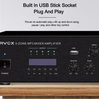 ARVOX Professioneller 5-Zonen-Mischverstärker mit USB MP3 FM Bluetooth für Öffentliche Beschallungsanlagen PA-System Audio-Leistungsverstärker