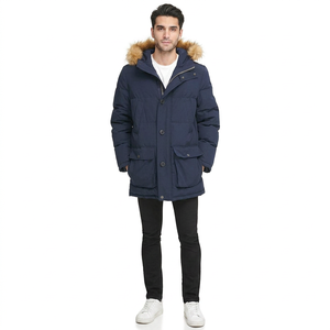 Veste coupe-vent imperméable à capuche pour homme, col montant, avec logo frontal, épaisse et chaude, idéale pour l'automne et la neige - Product Image 1