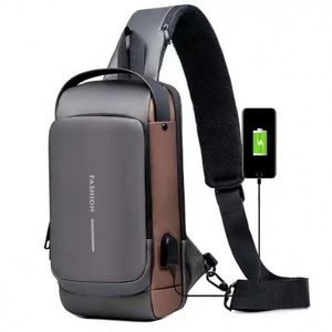 Bolsa de Pecho Impermeable Antirrobo Barata al por Mayor, Bolsas Cruzadas con USB para Hombre, de un Solo Hombro, con Cargador USB J0095 - Product Image 3
