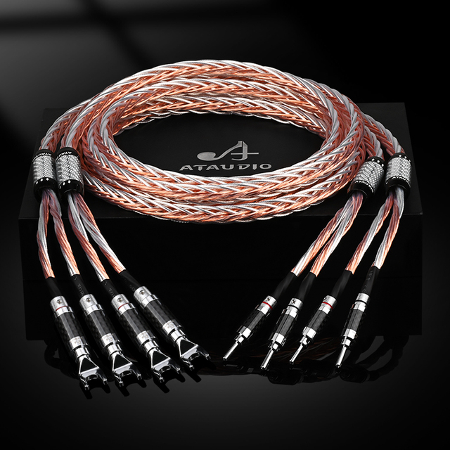 For Hi-end Hifi Speaker Cable OCC Silver Mixed Conductor Banana Plug Y Connector for Microphone Computer Monitor