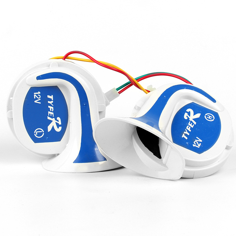 Водонепроницаемый громкий динамик 12 В 24 в сине-белый Mocc на заказ, динамик с улиткой, очень громкий гудок для мотоцикла и автомобиля