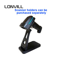 LONVILL Scanner de codes-barres 2D CMOS 640x480, contraste 20%, protection ESD 8kV, résistance aux chutes de 1,2 m, rotation à 360 degrés, batterie 2000 mAh, scanner de codes sans fil portable