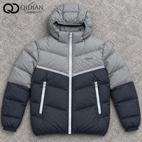 Veste matelassée à capuche amovible personnalisée pour homme, style streetwear, avec blocs de couleur réfléchissants, doudoune d'hiver pour l'extérieur, fabrication OEM