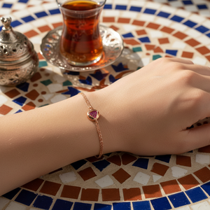 สร้อยข้อมือหินทับทิมทรงสามเหลี่ยมแบบตุรกีทำด้วยมือเครื่องประดับชั้นดีทำจากเงินสเตอร์ลิง925 - Product Image 3