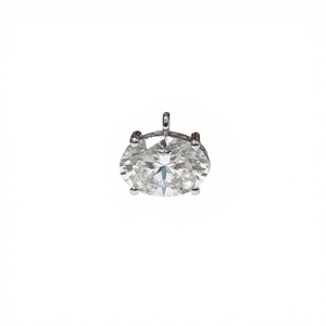 Pendentif en or blanc massif 14 carats, diamant de laboratoire de taille ovale de 2,20 carats, pendentif de mariage, cadeau de Noël pour femmes - Product Image 4