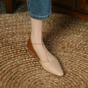 Chaussures plates pour femmes de haute qualité, nouvelle couleur assortie, petit talon carré, style français - Product Image 3