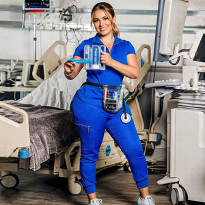 Nuovo alla moda con cerniera pulglioner <span class=keywords><strong>da</strong></span> <span class=keywords><strong>infermiera</strong></span> Top uniforme elastica ospedale Jogger all'ingrosso uniforme medica - Product Image 5