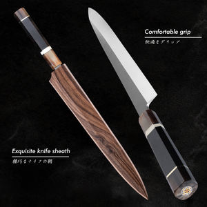 Grandsharp 11.6 ''Couteau japonais Yanagiba Sushi Sashimi <span class=keywords><strong>Saumon</strong></span> Poisson Couteaux Yanagiba avec corne de buffle blanche et manche en bois d'ébène - Product Image 5