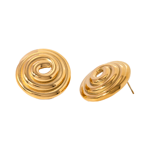 New Arrival 18K Gold Plated Stainless Steel Rose Quatrefoil <b>Stud</b> <b>Earrings</b> Statement Flower Design Anniversary - Product Image 4