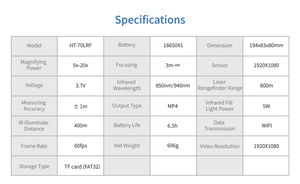 20x calcolatrice balistica intelligente ad alta definizione con dispositivo di visione notturna a doppio schermo - Product Image 2