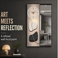 Horloge murale abstraite en miroir, panneau noir beige, art géométrique pour entrée, salon, hôtel, design d'intérieur moderne
