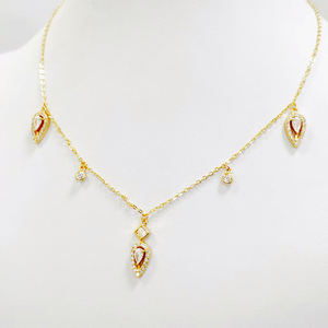 여성 패션 보석 우아한 빛 럭셔리 미니멀리즘 스태킹 쇄골 체인 눈물 지르콘 목걸이와 귀걸이 세트 - Product Image 2