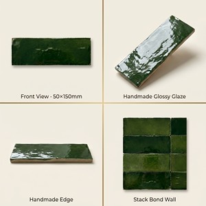 <span class=keywords><strong>Azulejo</strong></span> de Terracota Zellige 50x150mm Hecho a Mano Marroquí 2x6 Bejmat Cerámico Brillante <span class=keywords><strong>para</strong></span> <span class=keywords><strong>Baño</strong></span>, Ducha y Paredes - Product Image 3