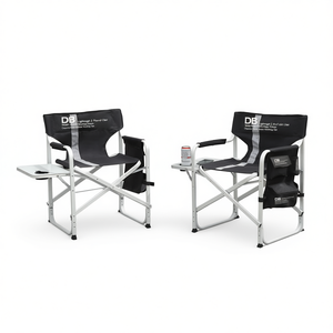 Chaise pliante légère Db avec table latérale et poches de rangement pour utilisation en extérieur dans le jardin - Product Image 1