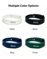 Bracelet en silicone RFID réglable 13,56 MHz NFC, bracelet en silicone avec logo personnalisé pour contrôle d'accès aux parcs aquatiques et événements