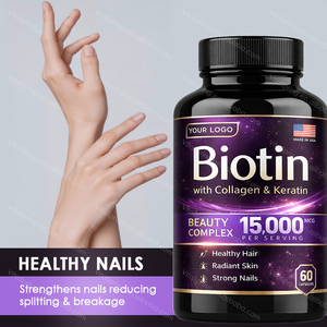 Uñas de biotina Cápsulas para el crecimiento del cabello Vitaminas y suplementos Hormona de crecimiento humano Sulfat Sin plátano Biotina Reparación OEM - Product Image 3