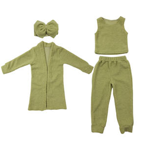 Conjunto de Ropa Infantil de Boutique Otoño/Invierno 2021, 4 Piezas, Ropa Moderna para Niños, Traje de Algodón de 12 Colores para Niñas - Product Image 3