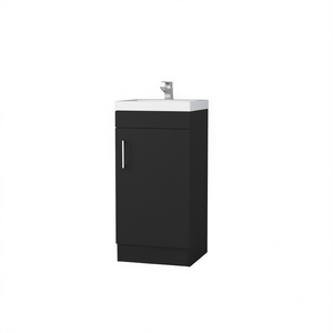 Black Rectangle Bathroom Vanity With Ceramic Basin Floor Standing Modern Design Painted Finish - Product Image 1