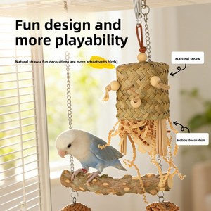 Jouet à mâcher naturel suspendu pour perroquet, corde à mâcher pour le nettoyage des dents, accessoire interactif fait main pour cage à oiseaux, soulagement <span class=keywords><strong>de</strong></span> l'ennui - Product Image 5