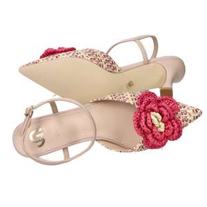 Escarpins Donna Slingback Beige Fuchsia Talon 7,5 cm Pointure 35 Chaussures Femme - Product Image 6