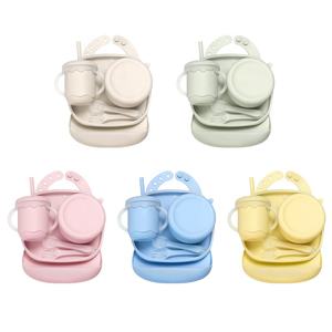 Dîner de voyage dix pièces <span class=keywords><strong>anti</strong></span>-déversement personnalisé vaisselle pour enfants et tout-petits ensemble de bols pour bébé assiettes en silicone avec ventouse - Product Image 2