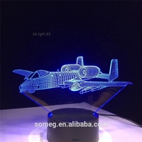 Lampe de table LED 3D Avion, Veilleuse Illusion, 7 Couleurs Changeantes, Lampe d'Ambiance à Brancher, Intensité Réglable, Taille Moyenne