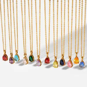 Teardrop Jewel Necklace Exquisite Jewel Birthday Necklace Gift Minimalist Jewel Necklace