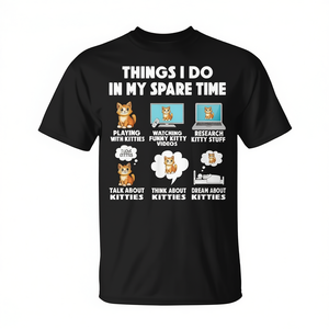 T-shirt « Cat Things I Do In Spare Time », cadeau amusant pour les amoureux des chats, pour les passionnés de chats - Product Image 2
