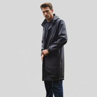 Manteau long de pluie pour homme, parka, fermeture éclair, respirant, imperméable, en PU de haute qualité