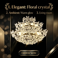 Lustre en cristal de luxe vintage français, style moderne du milieu du siècle, en fer noir, avec éclairage LED, angle de faisceau de 360° pour salon
