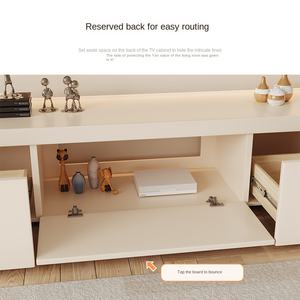 2025 nuovo stile crema in legno TV Cabinet semplice salotto casa tavolino combinazione con supporto da pavimento integrato - Product Image 4
